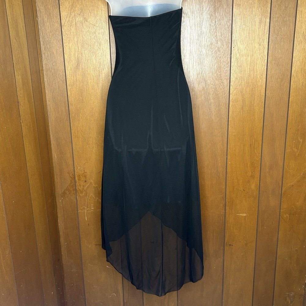 Vintage Y2K Byer Too Dress Women S‎ Black Strapless Rhinestone Ruched High Low - Picture 4 of 16